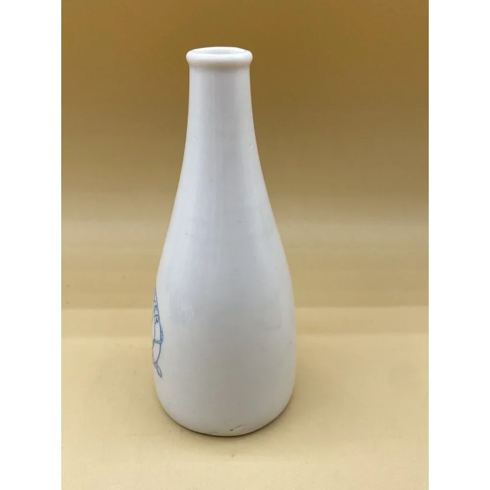 Vintage Cod Liver Liqueur White 6” Bottle Fish Logo Apothecary